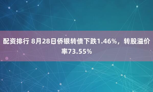 配资排行 8月28日侨银转债下跌1.46%，转股溢价率73.55%